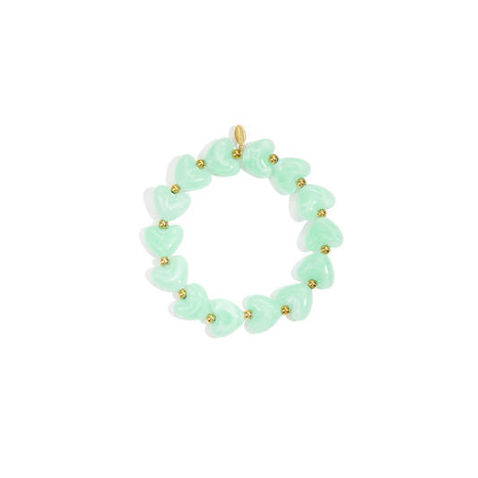 Hartjes kralenarmband gemarmerd mintgroen