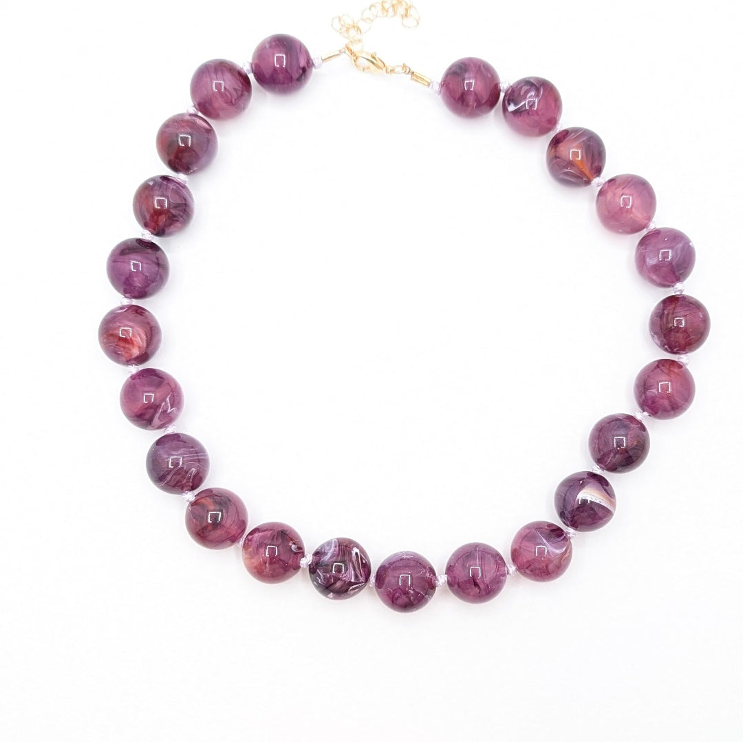 aubergine grote kralen ketting