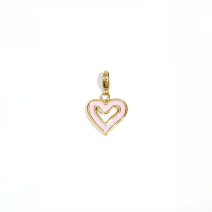 Babyroze hart contour bedel met goudkleurige afwerking in Ibiza style