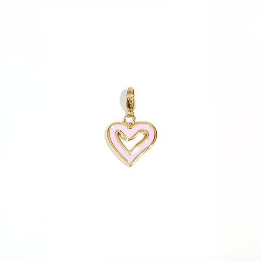 Babyroze hart contour bedel met goudkleurige afwerking in Ibiza style