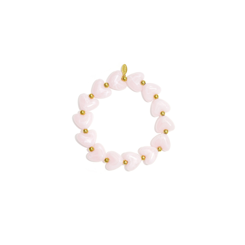 Babyroze marble hartjes kralenarmband