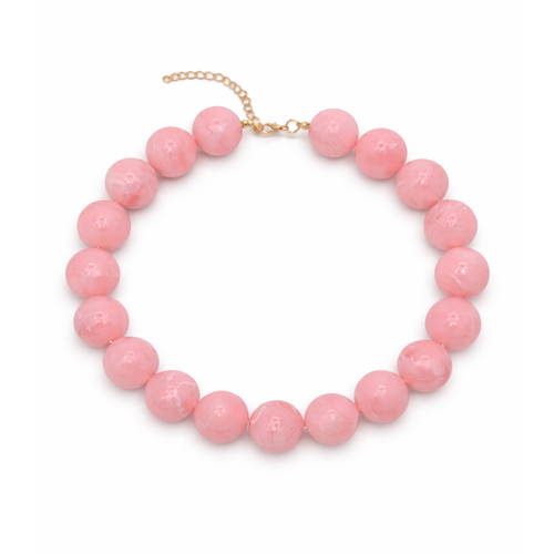 Lichtroze grote kralenketting Pien