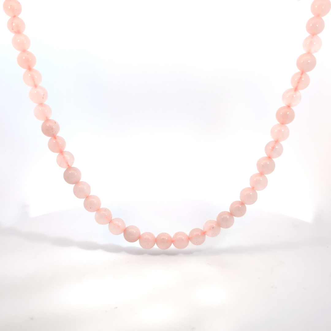 Roze marmer kristallen kralen ketting