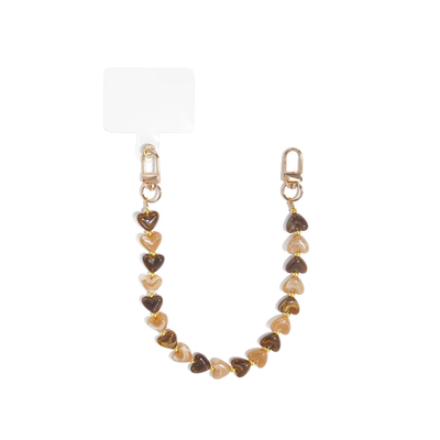 Beige bruine marble hartjes telefoonkoord duo Lieve