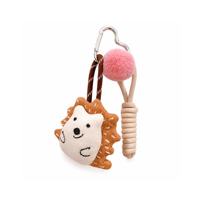 Beige egel en pompom tashanger Beestenboel