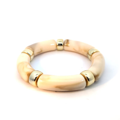 Beige gouden gemarmerde tube armband