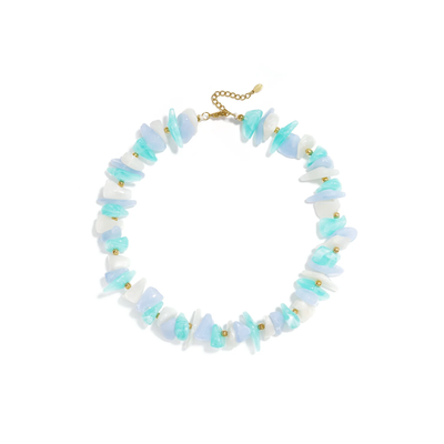 Blauw-witte schelpen look-a-like ketting Lola