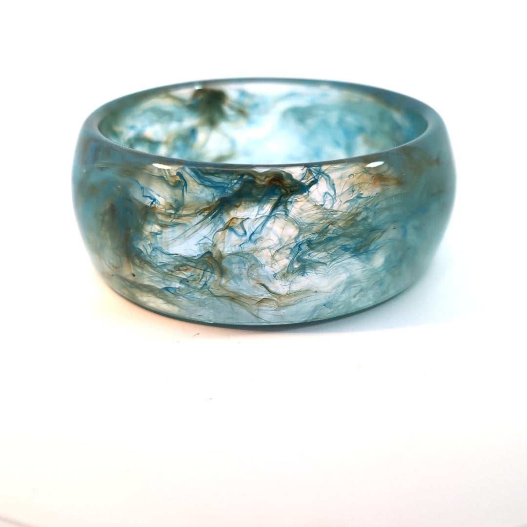 blauw gemarmerde chunky  bangle armband