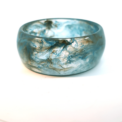 blauw gemarmerde chunky  bangle armband
