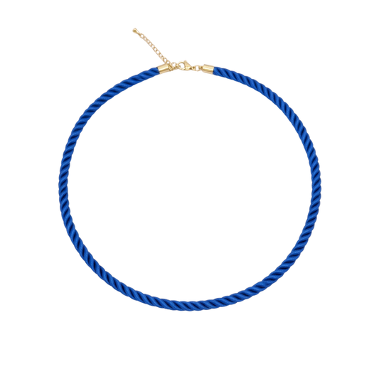 Blauwe gedraaide rope ketting met goudkleurige sluiting