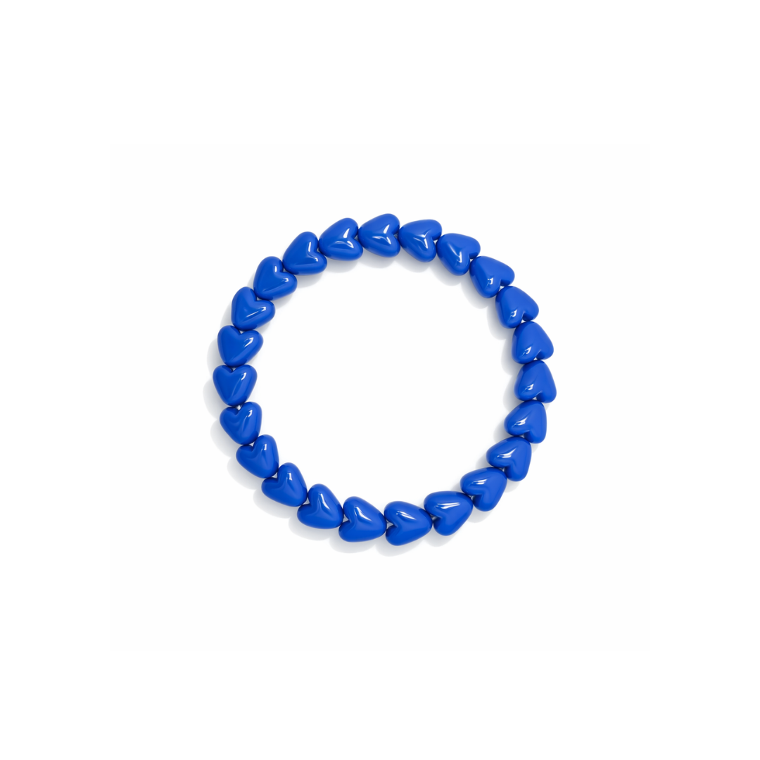 Blauwe hartjes kralenarmband elastisch dames armband