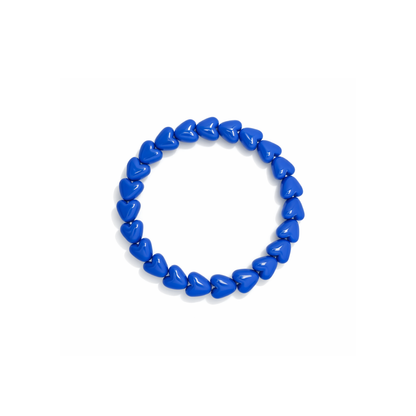 Blauwe hartjes kralenarmband elastisch dames armband