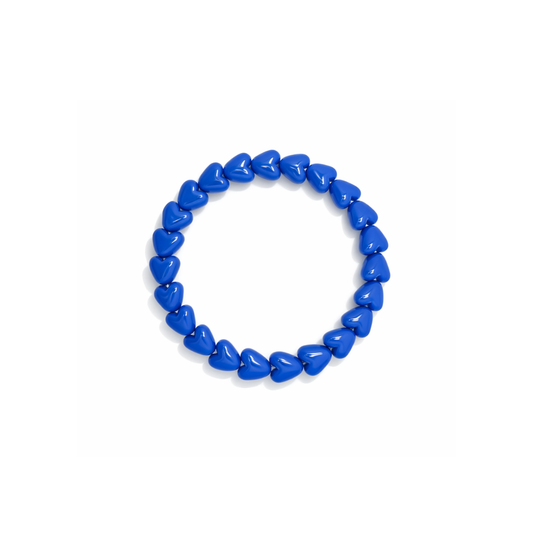 Blauwe hartjes kralenarmband elastisch dames armband