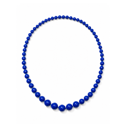 Blauwe lange kralenketting Puck met groot kralenverloop van Casa Jadel
