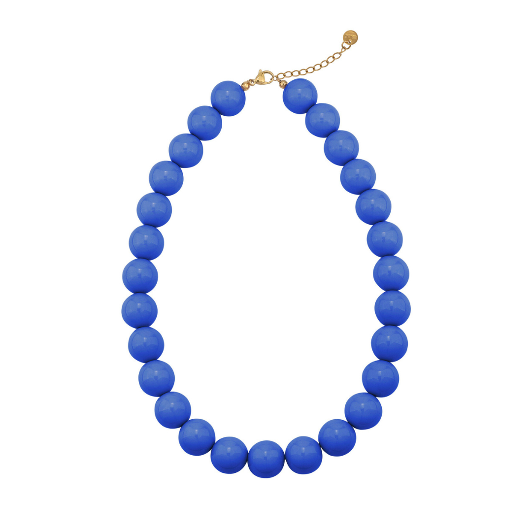 blauwe grote  kralenketting