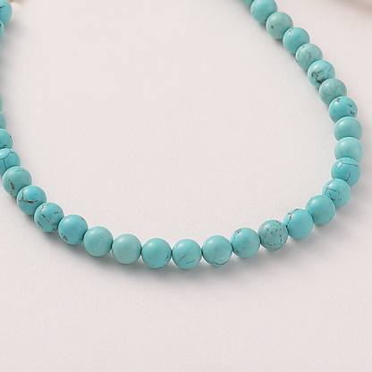 Blauwe marmer kralen ketting