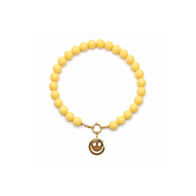 Botergele grote kralenketting boeislot met statement smiley bedel