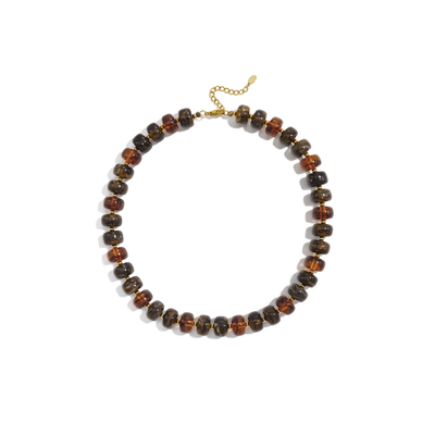 Bruin amber chunky kralenketting Faye