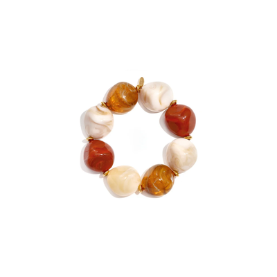 Bruin crème chunky marble kralenarmband