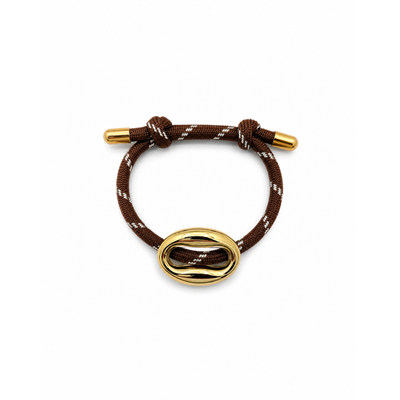 Bruine rope armband met gouden bean