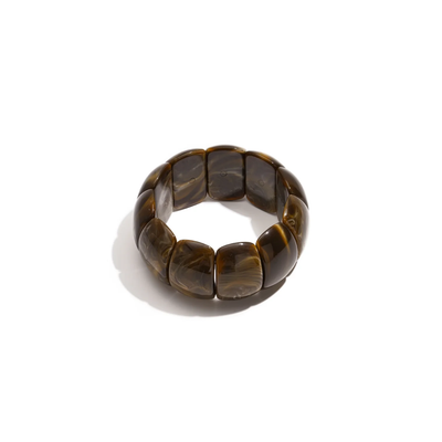 Bruine statement armband met brede kralen