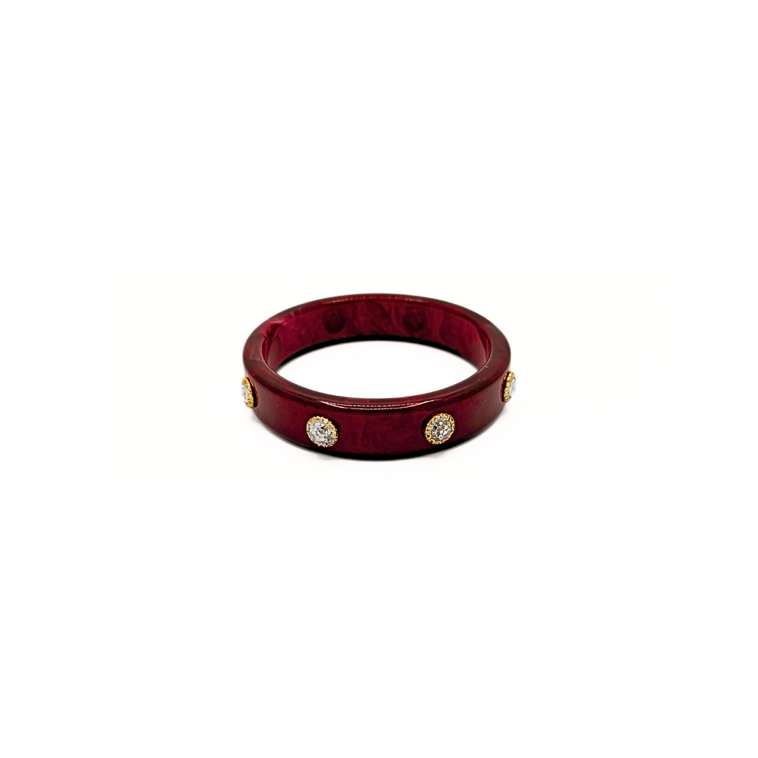 Burgundy bangle armband met zilveren kristallen Casa Jadel
