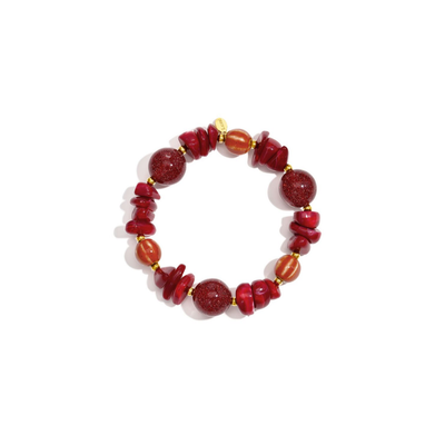 Burgundy chunky kralenarmband met glitter Cato
