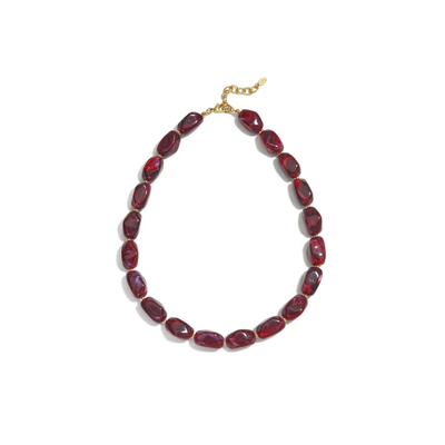Burgundy chunky statement marble kralenketting Sanne