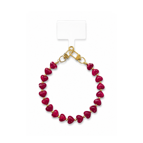 Burgundy marble hartjes telefoonkoord