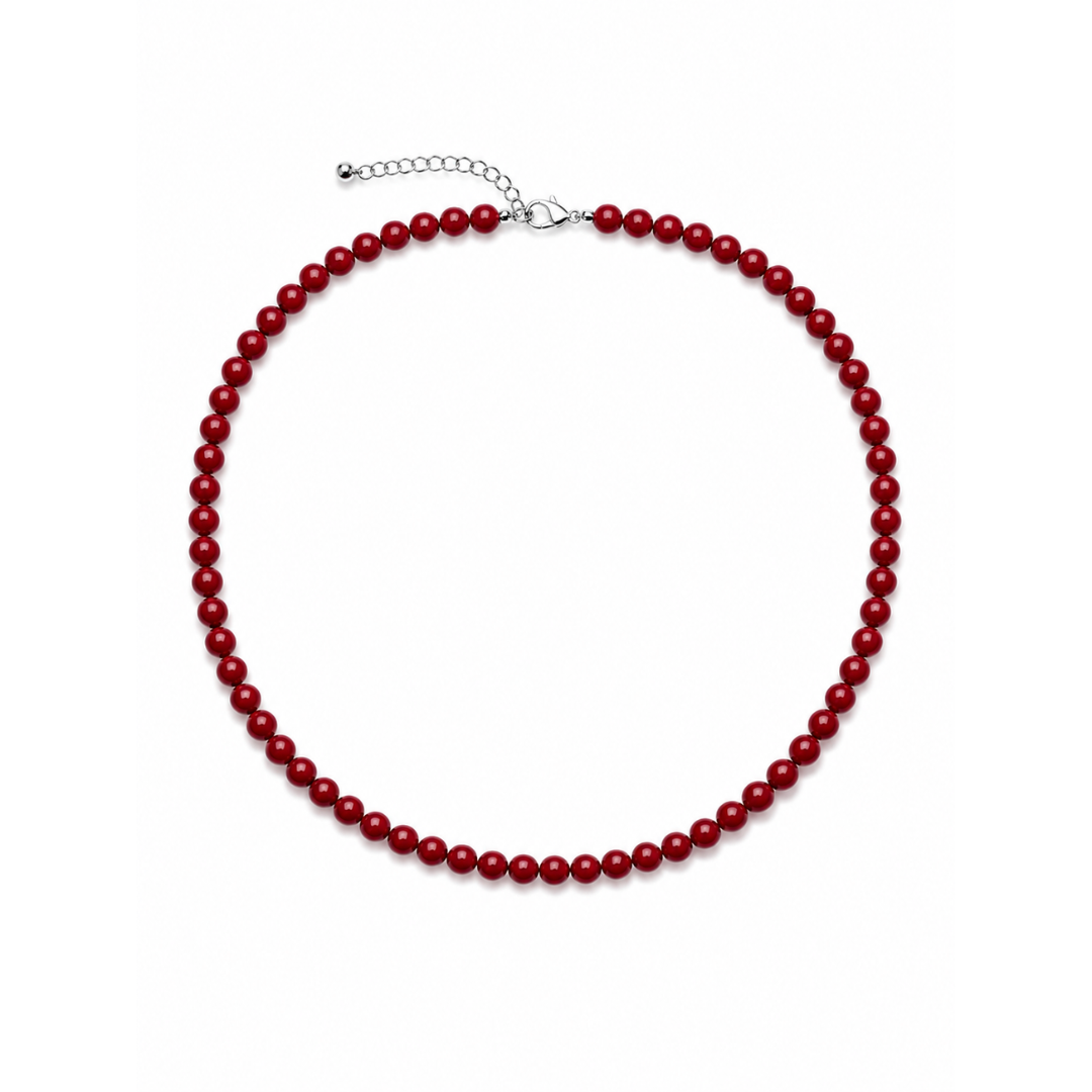 Burgundy lange kralenketting Romy met fijne kralen en verstelbare sluiting