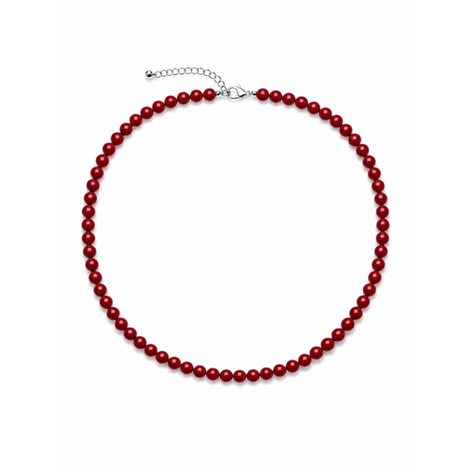 Burgundy lange kralenketting Romy met fijne kralen en verstelbare sluiting