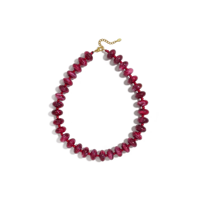 Burgundy marble donut kralenketting Limo