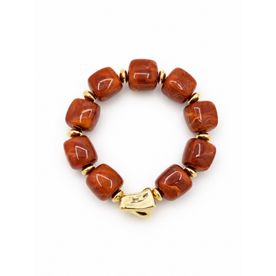 Burnt orange chunky kralenarmband met statement kraal Marga