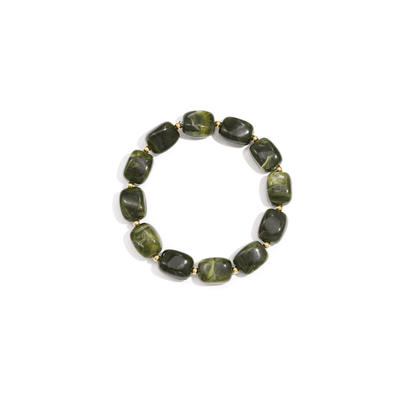 Legergroene kralenarmband marble squared