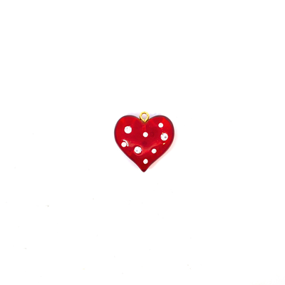 Chubby rood hart bedel met diamantjes