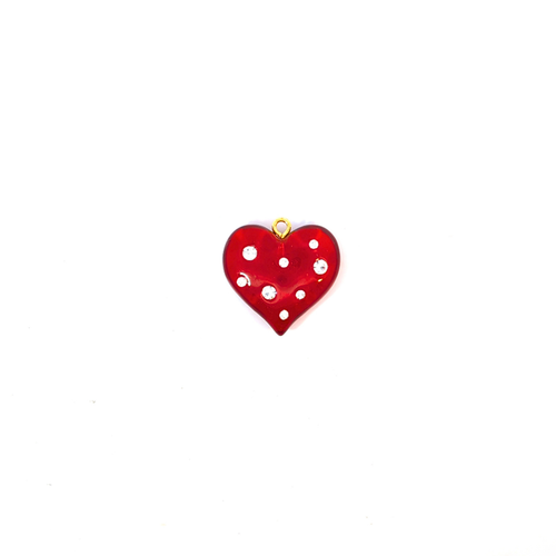 Chubby rood hart bedel met diamantjes