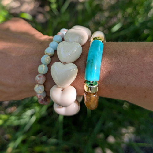 Lichtblauwe Shoushan-steen natuursteen kralenarmband