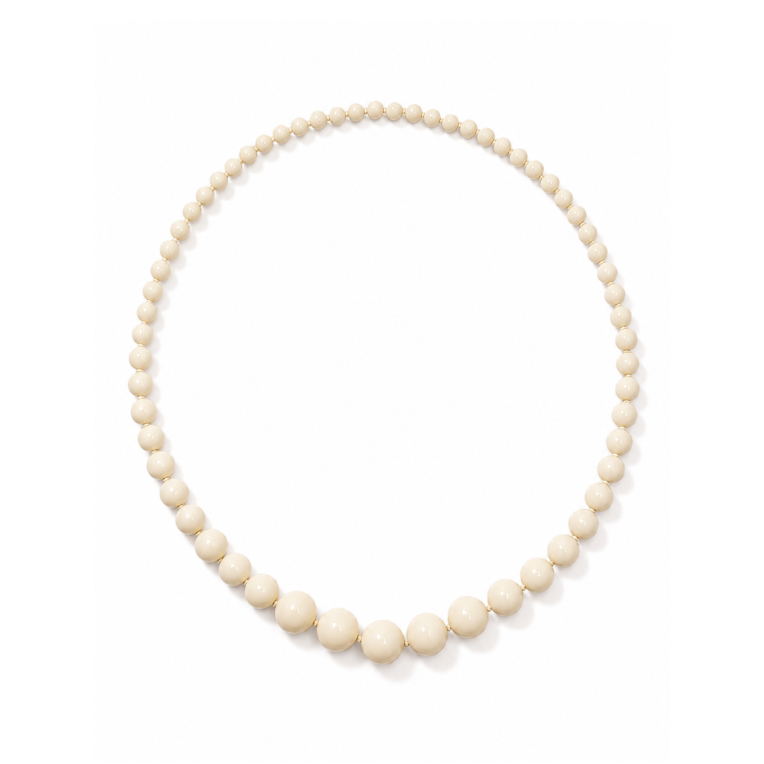 Crème lange kralenketting Puck met groot kralenverloop van Casa Jadel
