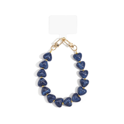 Donkerblauw marble hartjes XL telefoonkoord Lieve