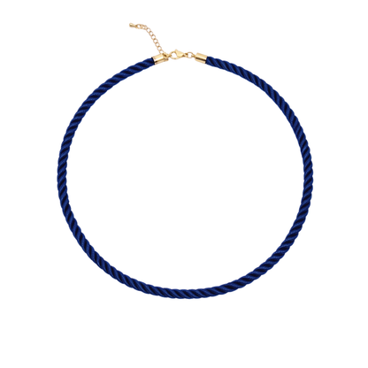 Donkerblauwe gedraaide rope ketting met goudkleurige sluiting