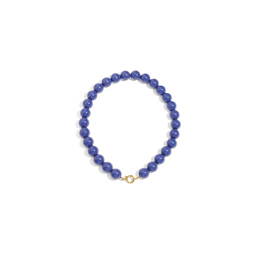 Donkerblauwe grote kralenketting met boeislot