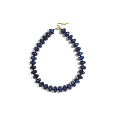 Donkerblauwe marble donut kralenketting Limo