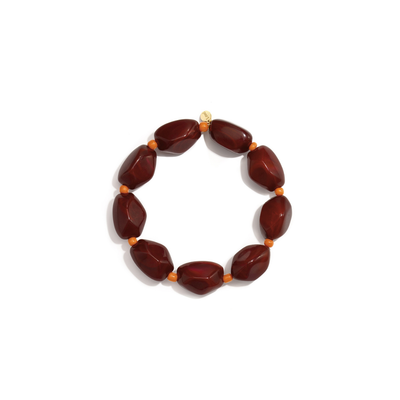 Burgundy marble kralenarmband met oranjeaccenten Lynn