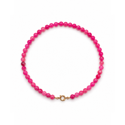 Fuchsia kralenketting natuursteen-effect met boeislot
