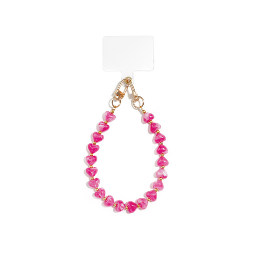 Fuchsia marble hartjes telefoonkoord