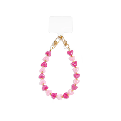 Fuchia roze marble hartjes telefoonkoord duo Lieve