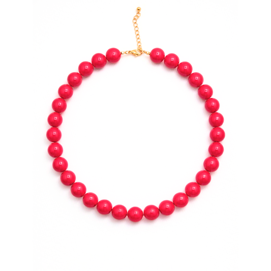 Fucsia grote kralenketting dames met ronde kralen Casa Jadel