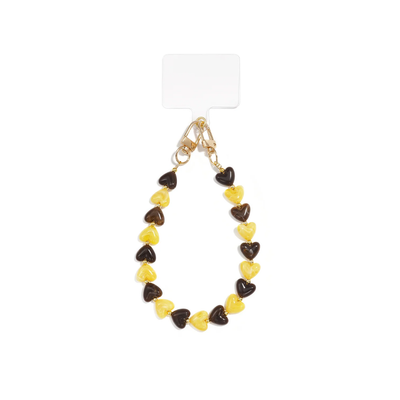 Geel bruine marble hartjes telefoonkoord duo Lieve