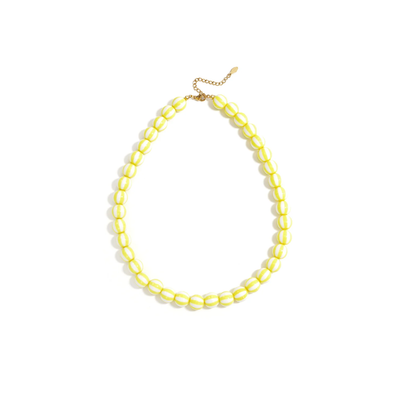 Geel wit gestreepte kralenketting