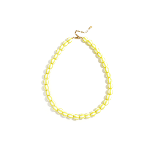 Geel wit gestreepte kralenketting